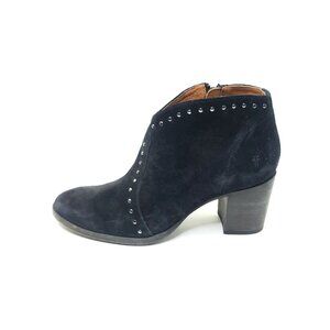 Frye Nora Ankle Boots Studded Suede Black Heeled Zip Western Womens US 7.5 B